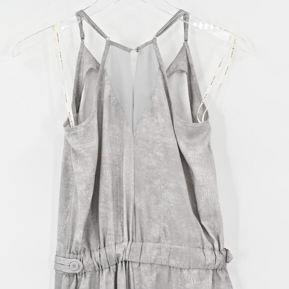 HALSTON HERITAGE Jumpsuit Womens Sz 0 Gray Satin Jogger Spaghetti‎ Strap V Neck - Picture 6 of 14